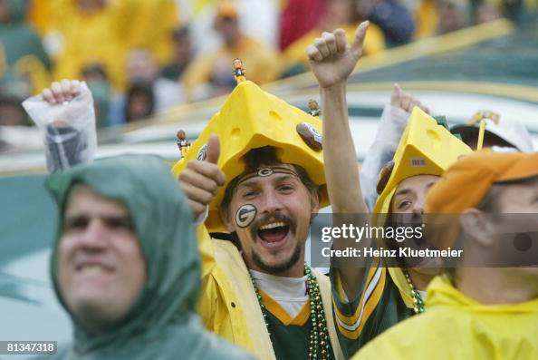 Closeup of Green Bay Packers fans during game vs Detroit Lions, Green