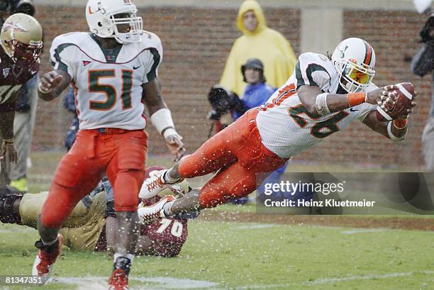 Coll, Football: Miami's Sean Taylor in action, scoring TD vs Florida State, Tallahassee, FL