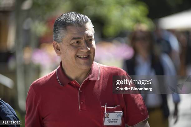 Jose Antonio Fernandez Carbajal, chairman of Fomento Economico Mexicano SAB de CV , walks the grounds after a morning session of the Allen & Co...