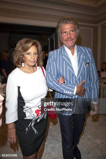 Maria Teresa Campos and Edmundo Arrocet 'Bigote Arrocet' attend the presentation of the new book 'Frente Al Espejo' at Hotel Villamagna on July 12,...