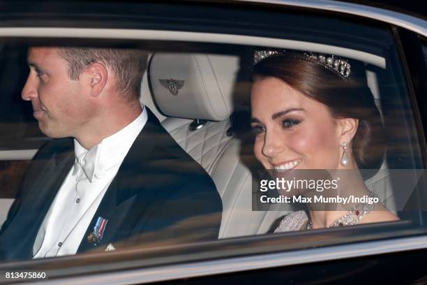 Prince William, Duke of Cambridge and Catherine, Duchess of Cambridge attend a State Banquet at Buckingham Palace on day 1 of the Spanish State Visit...