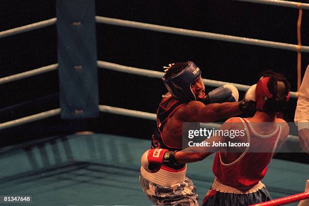 Boxing: 1996 Summer Olympics, USA Terrance Cauthen in action vs BGR Tontcho Tontchev during lightweight fight, Atlanta, GA 8/1/1996