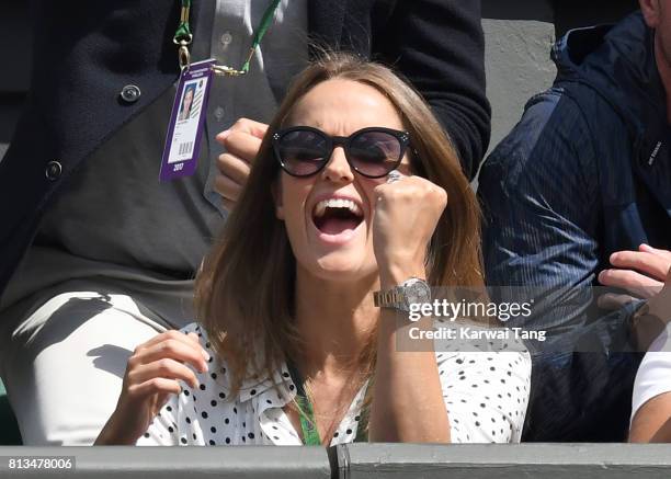 Kim Murray attends day nine of the Wimbledon Tennis Championships at the All England Lawn Tennis and Croquet Club on July 12, 2017 in London, United...