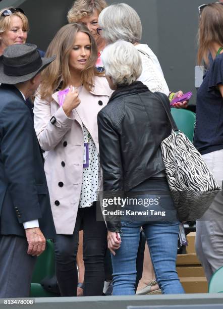 Kim Murray and Judy Murray attend day nine of the Wimbledon Tennis Championships at the All England Lawn Tennis and Croquet Club on July 12, 2017 in...