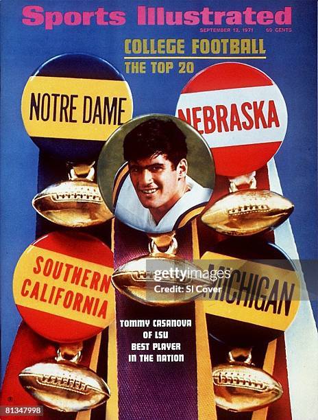 September 13, 1971 Sports Illustrated via Getty Images Cover, College Football: Closeup portrait of Louisiana State Tommy Casanova , Dye transfer of...