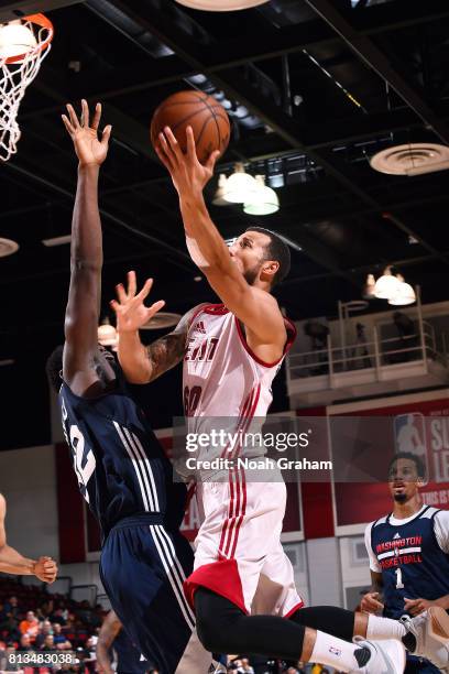 Hammons of the Miami Heat shoots a lay up during the game against the Washington Wizards during the 2017 Las Vegas Summer League on July 12, 2017 at...