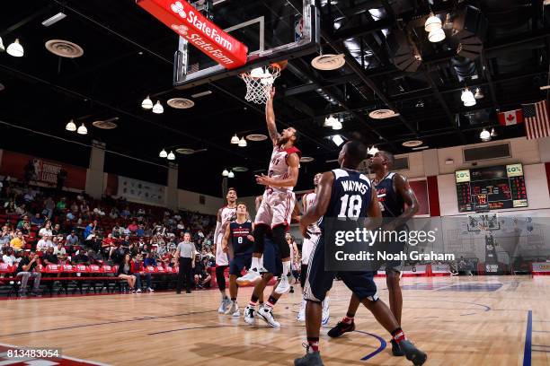 Hammons of the Miami Heat shoots a lay up during the game against the Washington Wizards during the 2017 Las Vegas Summer League on July 12, 2017 at...