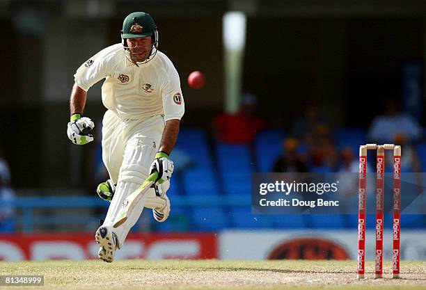Ricky Ponting of Australia runs for his ground during day four of the Second Test match between West Indies and Australia at Sir Vivian Richards...