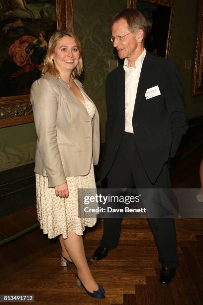 Karen Bradley and Sir Nicholas Serota attend the Creative Industries Federation summer drinks at The National Gallery on July 12, 2017 in London,...