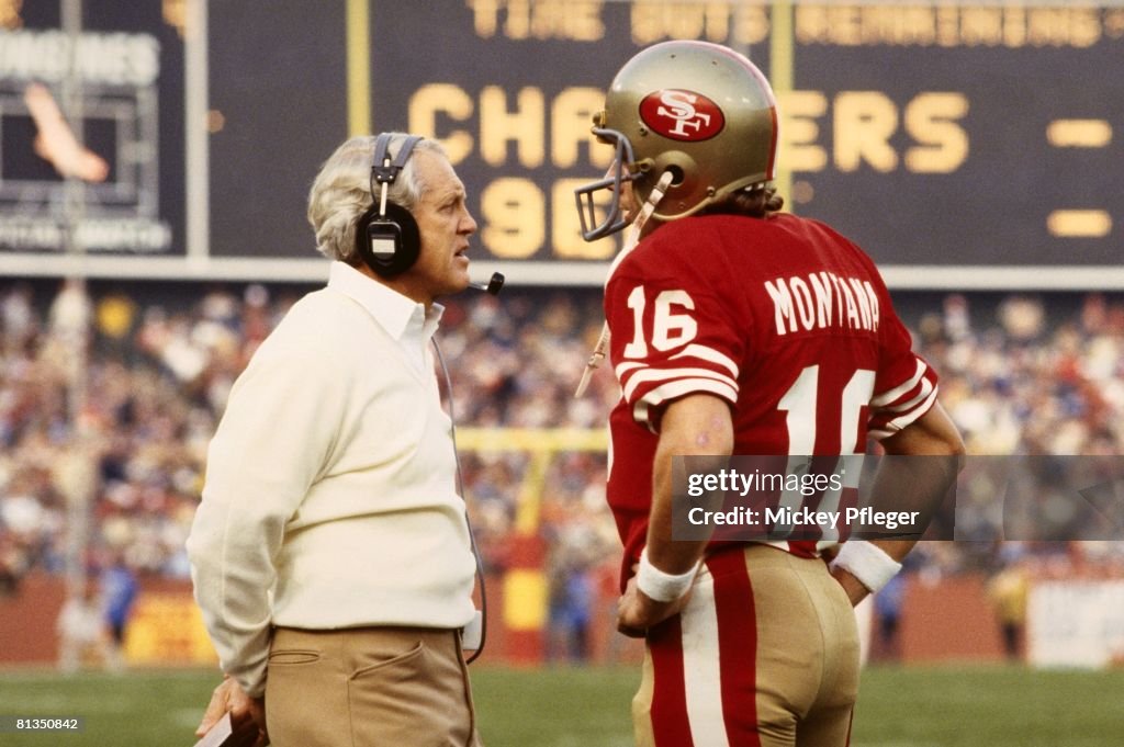 San Francisco 49ers Coach Bill Walsh and QB Joe Montana