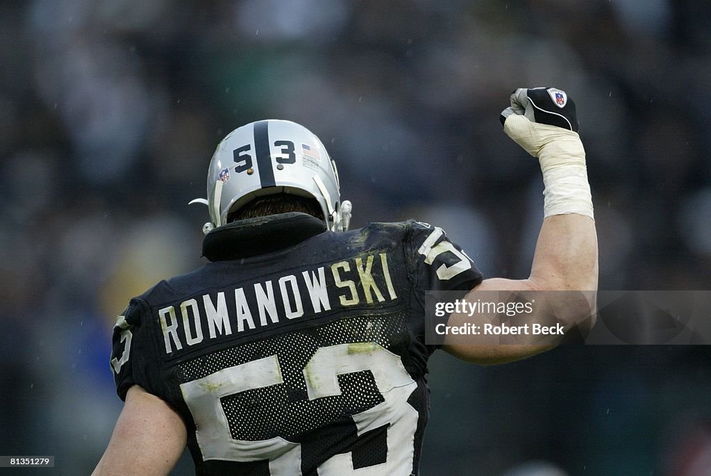 AFC playoffs, Oakland Raiders Bill Romanowski victorious during game... News Photo - Getty Images