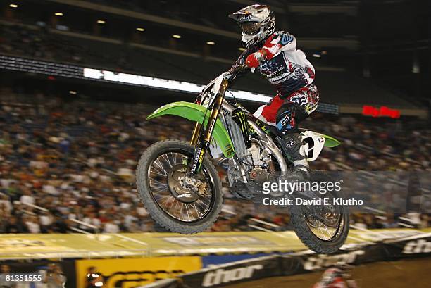 Motocross: AMA Supercross Series, James Stewart in action during competition at Ford Field, Detroit, MI 4/21/2007