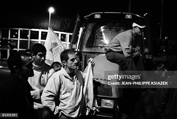 Hundreds of farmers block the Edouard Heriot port, France's biggest fluvial harbour on June 2, 2008 in Lyon, central France, to protest against...