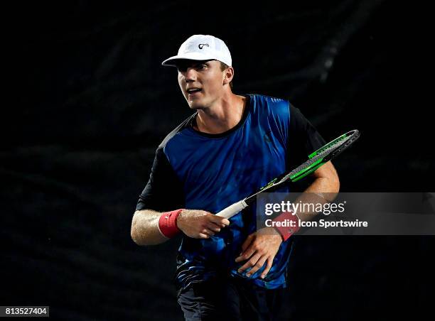 Tom Fawcett in action during the Nielsen Pro Tennis Championship on July 11, 2017 at the A.C. Nielsen Tennis Center in Winnetka, Illinois.