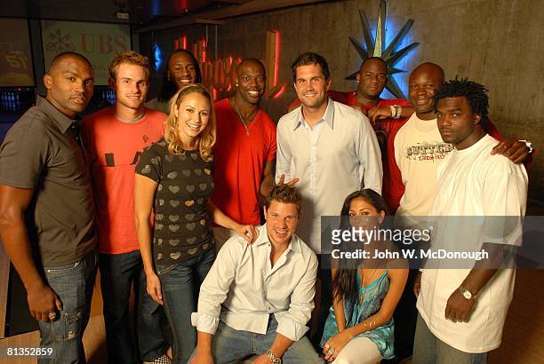 Football: Matt Leinart Foundation Celebrity Bowling Event, Casual portrait of Top Row: LA Clippers basketball player Cuttino Mobley, tennis player...