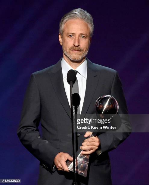 Personality Jon Stewart speaks onstage at The 2017 ESPYS at Microsoft Theater on July 12, 2017 in Los Angeles, California.