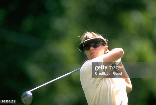 Golf: US Open, Closeup of Annika Sorenstam in action during drive on Sunday at Pine Needles GC, Southern Pines, NC 6/2/1996