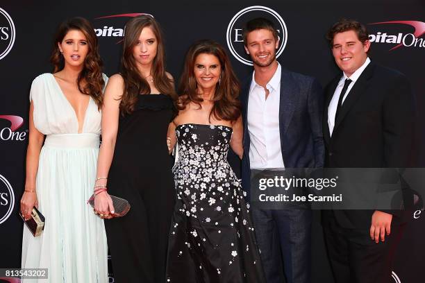 Maria Shriver with Patrick Schwarzenegger, Christopher Schwarzenegger, Katherine Schwarzenegger, and Christina Schwarzenegger arrive at the 2017...