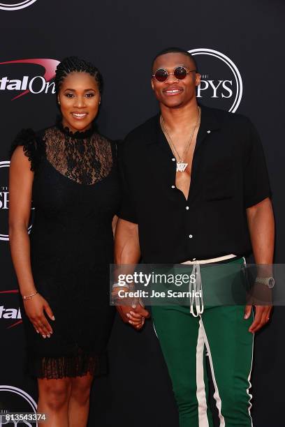 Nina Earl and Russell Westbrook arrive at the 2017 ESPYS at Microsoft Theater on July 12, 2017 in Los Angeles, California.