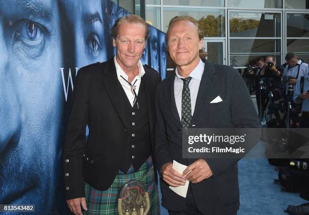 Actors Iain Glen and Jerome Flynn at the Los Angeles Premiere for the seventh season of HBO's "Game Of Thrones" at Walt Disney Concert Hall on July...