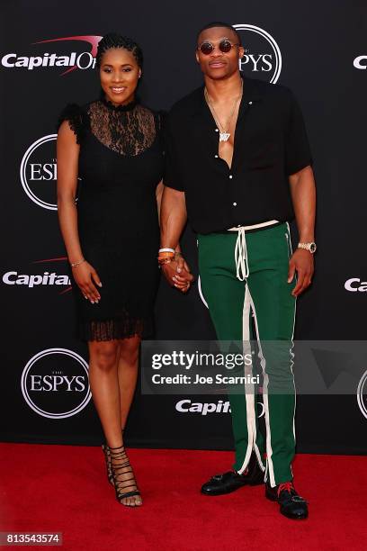 Nina Earl and Russell Westbrook arrive at the 2017 ESPYS at Microsoft Theater on July 12, 2017 in Los Angeles, California.