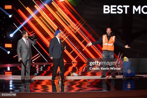 Actors Nick Offerman and Bill Murray and MLB player David Ross accept the Best Moment award on behalf of the 2016 World Series champion Chicago Cubs...