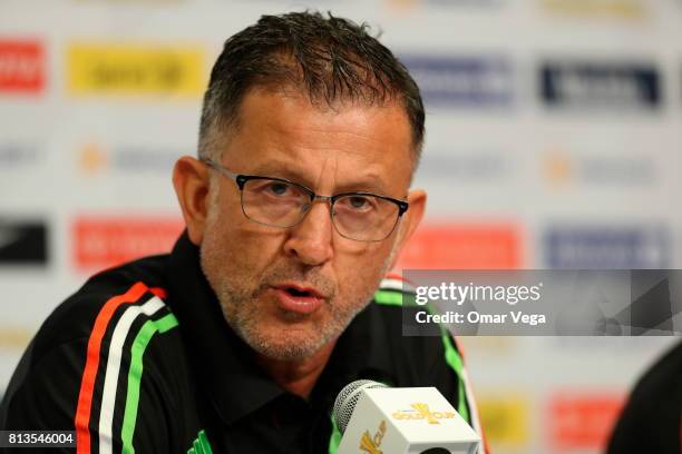 Head Coach Juan Carlos Osorio speaks during the Mexico National Team press conference ahead of it's match against Jamaica at Sports Authority Field...