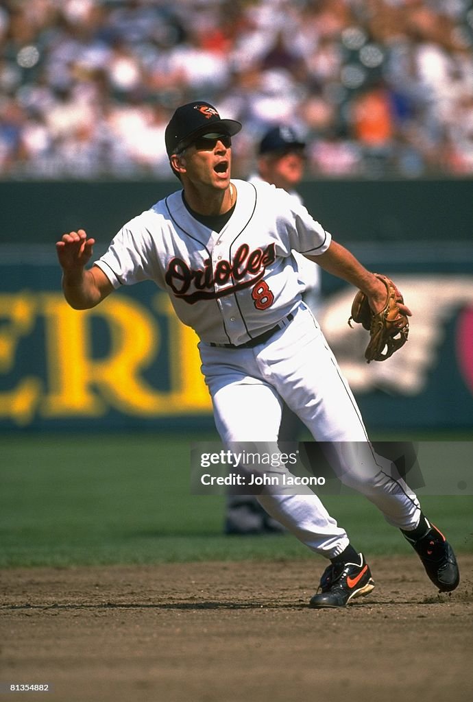 Cal Ripjen Jr Baltimore Orioles Cal Ripken Jr, in action, fielding vs California ...