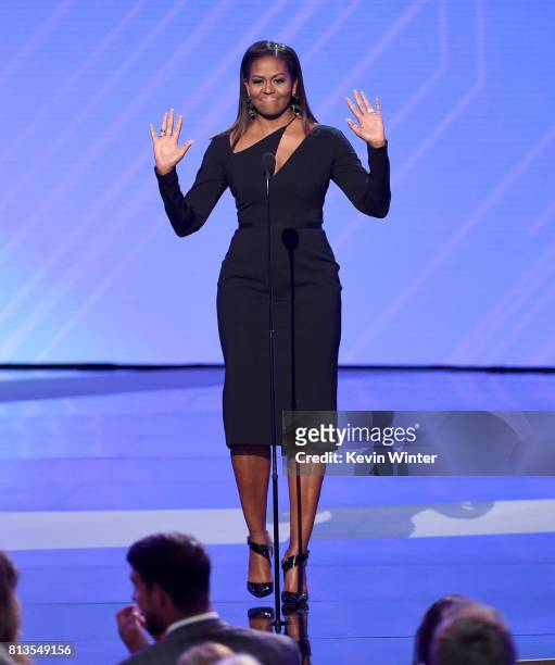 Former First Lady Michelle Obama speaks onstage at The 2017 ESPYS at Microsoft Theater on July 12, 2017 in Los Angeles, California.