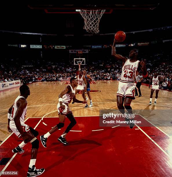 Basketball: NBA Playoffs, Chicago Bulls Michael Jordan in action vs Cleveland Cavaliers Craig Ehlo , Game 4, Chicago, IL 5/5/1989