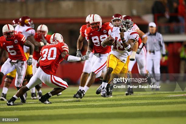 College Football: USC Stafon Johnson in action, rushing vs Nebraska, Lincoln, NE 9/15/2007