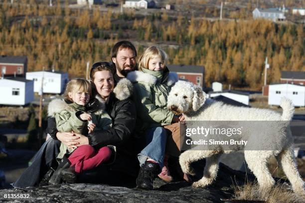 Youth Hockey: Nunavik Development Program, Portrait of former NHL player Joe Juneau with his partner Elsa Moreau, their daughters Heloise and Ophelie...