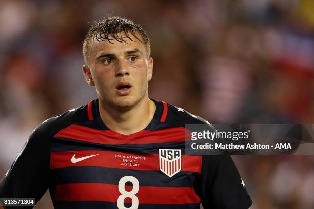 Jordan Morris of the United States reacts during the 2017 CONCACAF Gold Cup Group B match between the United States and Martinique at Raymond James...
