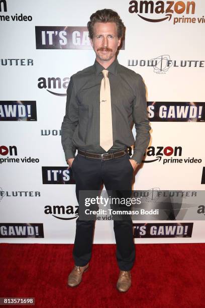 Josh Meyers attends the Premiere Of Wow And Flutter Media And Amazon Prime Video's "It's Gawd!" at Pacific Theatres at The Grove on July 12, 2017 in...