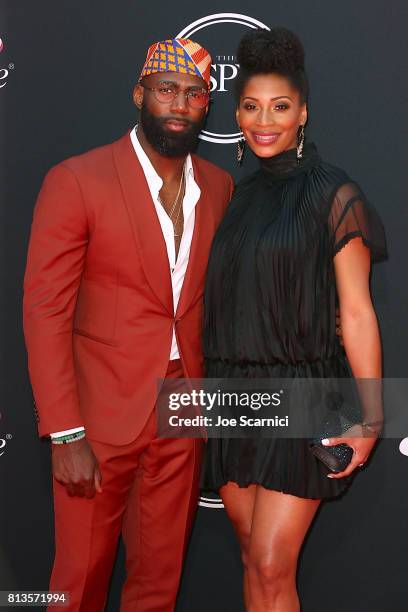 Player Malcolm Jenkins and Morrisa Jenkins attend arrive at the 2017 ESPYS at Microsoft Theater on July 12, 2017 in Los Angeles, California.