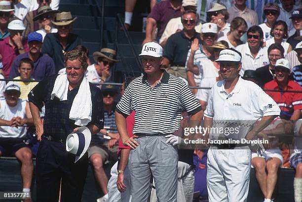 Golf: US Open, Colin Montgomerie, Ernie Els, and Loren Roberts during three way playoff on Sunday at Oakmont CC, Oakmont, PA 6/19/1994