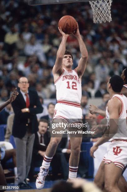 College Basketball: NCAA Final Four, Indiana Steve Alford in action, taking shot vs Syracuse, New Orleans, LA 3/30/1987