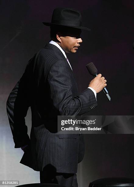 Actor Terrence Howard speaks on stage during the Apollo Theater Fourth Annual Hall Of Fame Induction Ceremony on May 2, 2008 in New York City.