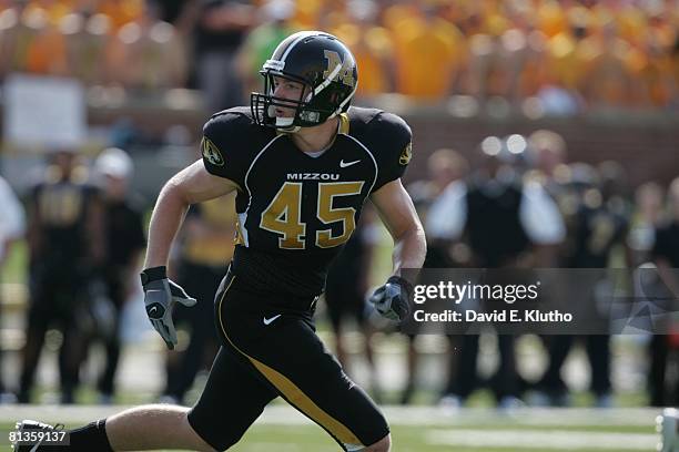 College Football: Missouri Chase Coffman in action vs Texas, Columbia, MO 10/1/2005