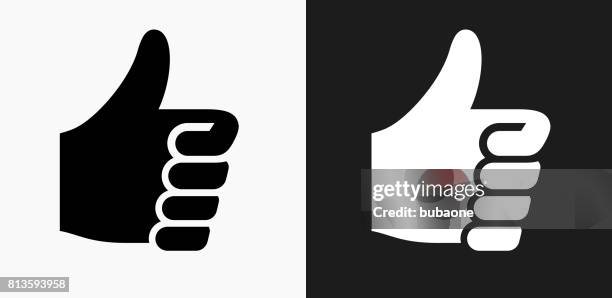 ilustrações de stock, clip art, desenhos animados e ícones de thumbs up icon on black and white vector backgrounds - polegar para cima