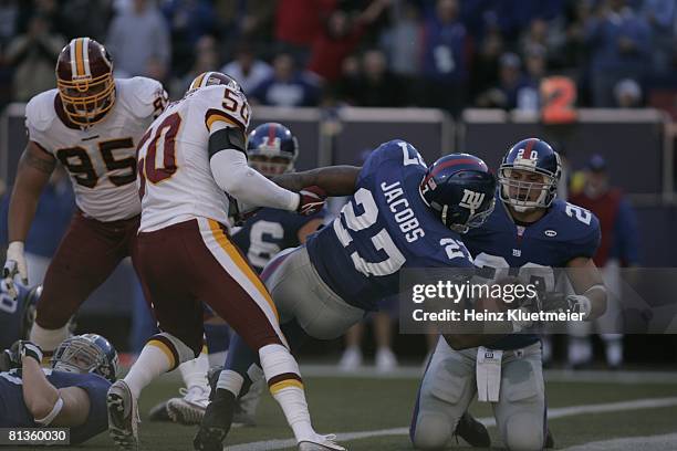 Football: New York Giants Brandon Jacobs in action vs Washington Redskins, East Rutherford, NJ