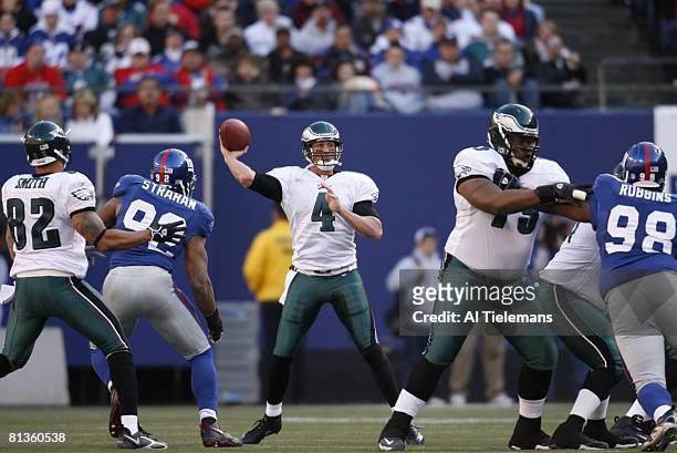 Football: Philadelphia Eagles QB Mike McMahon in action, making pass vs New York Giants, East Rutherford, NJ