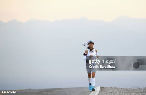 Marcia Zhou competes in the STYR Labs Badwater 135 on July 12, 2017 in Death Valley, California. The start of the 135 mile race is at Badwater Basin,...