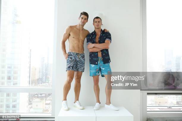 Models pose at the Thorsun Men's and Women's Spring/Summer 2018 presentation on July 12, 2017 in New York City.