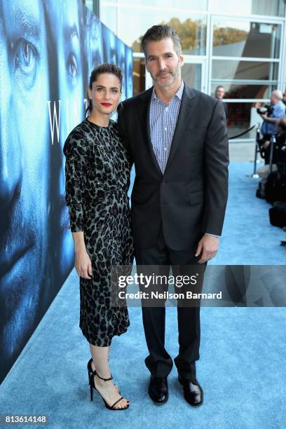 Executive producer David Benioff and actor Amanda Peet attend the premiere of HBO's "Game Of Thrones" season 7 at Walt Disney Concert Hall on July...