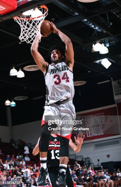 Keith Benson of the Portland Trail Blazers shoots the ball against the Chicago Bulls during the 2017 Summer League on July 12, 2017 at the Cox...