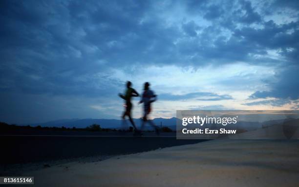 Athletes compete in the STYR Labs Badwater 135 on July 12, 2017 in Death Valley, California. The start of the 135 mile race is at Badwater Basin,...