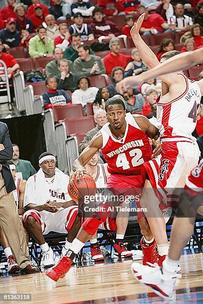 College Basketball: NCAA Playoffs, Wisconsin Alando Tucker in action vs Arizona, Philadelphia, PA 3/17/2006