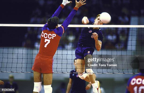 Volleyball: Goodwill Games, USA Steve Timmons in action, making spike vs USSR, Moscow, USR 7/1/1986