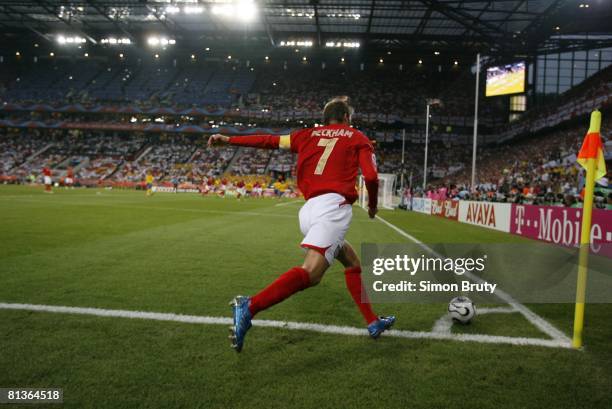 Soccer: World Cup, England David Beckham in action, taking corner kick vs Sweden, Cologne, Germany 6/20/2006